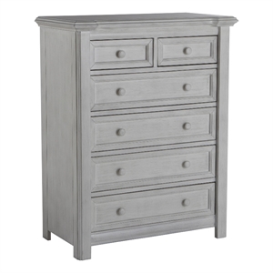 pali design cristallo 5-drawer transitional wood dresser in white