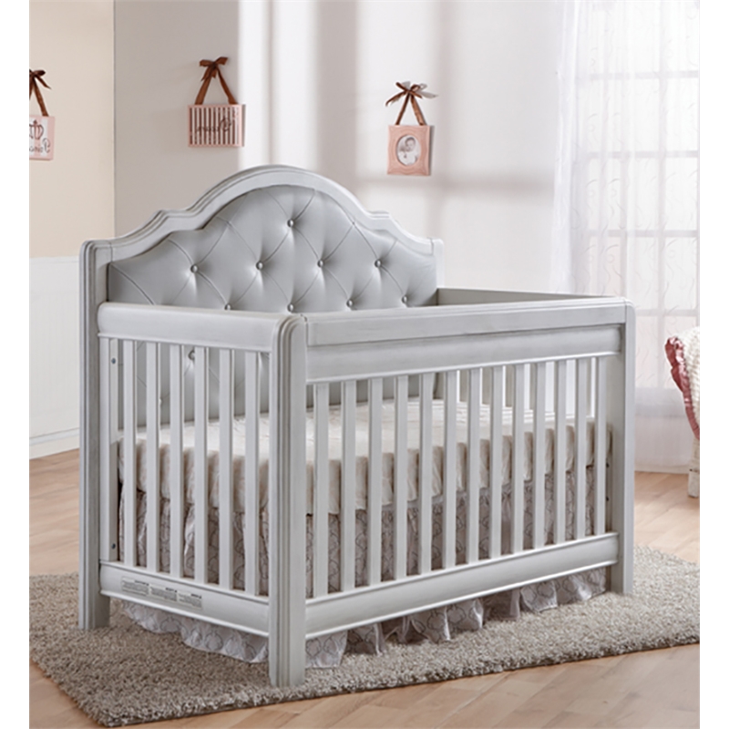 Pali Design Cristallo Forever Tufted Panel Wood/Vinyl Crib in White