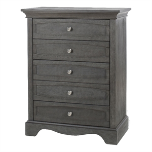 pali design ragusa 5-drawer transitional wood dresser in gray