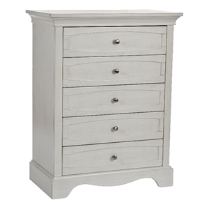 pali design ragusa 5-drawer transitional wood dresser in white