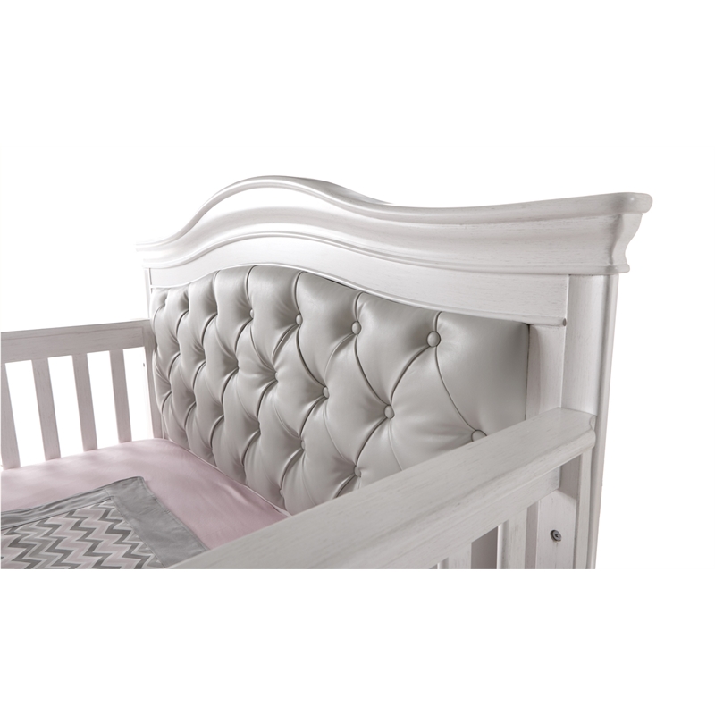 Pali Design Diamante Forever Tufted Panel Wood Vinyl Crib in White Gray Homesquare