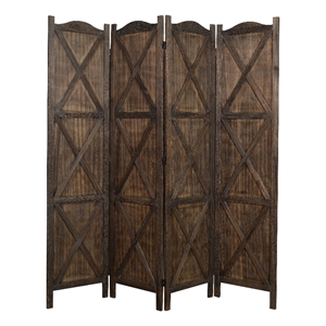 milton greens stars inc 4-panel wood arch room divider in antique brown
