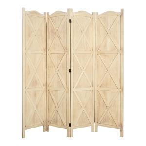 milton greens stars inc 4-panel farmhouse wood arch room divider in natural