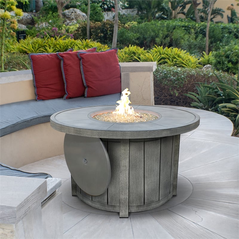 Sunbeam Boa Contemporary Style Aluminum Fire Table in Gray Finish