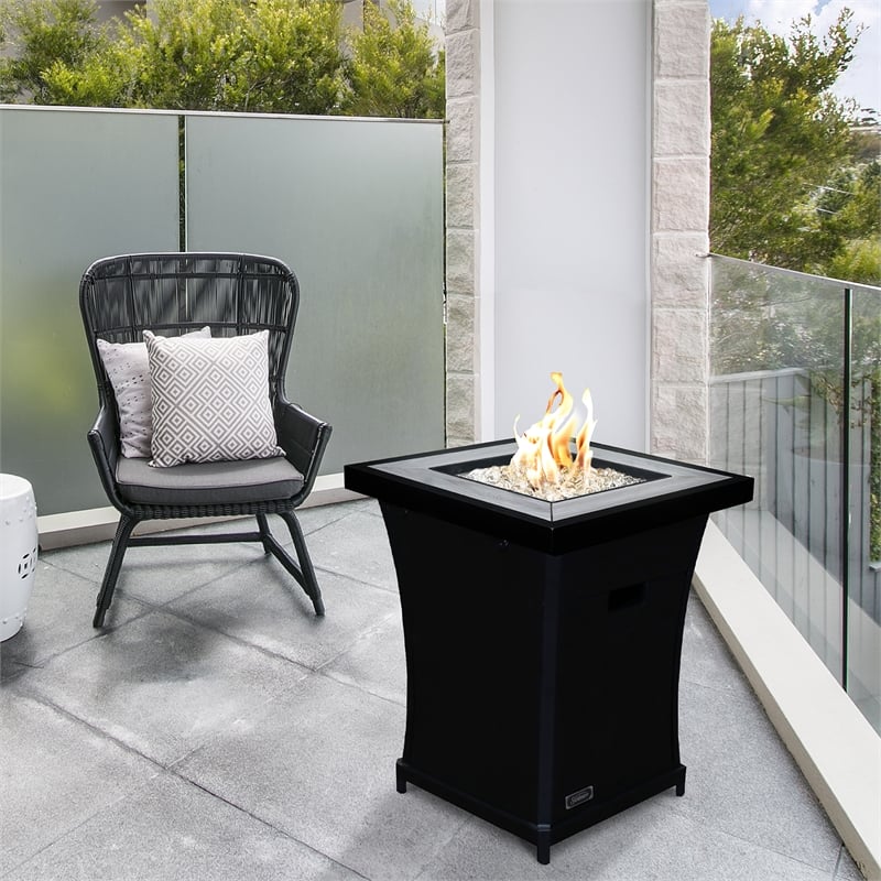 Sunbeam Urban Modern Aluminum Ceramic Top Column Fire Pit in Black