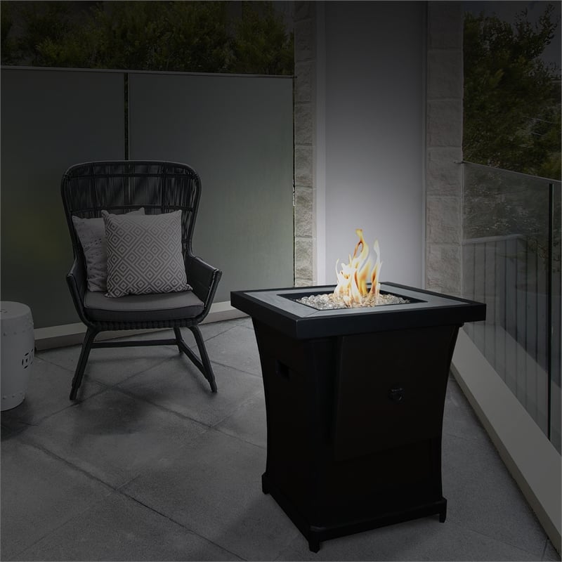 Sunbeam Urban Modern Aluminum Ceramic Top Column Fire Pit in Black