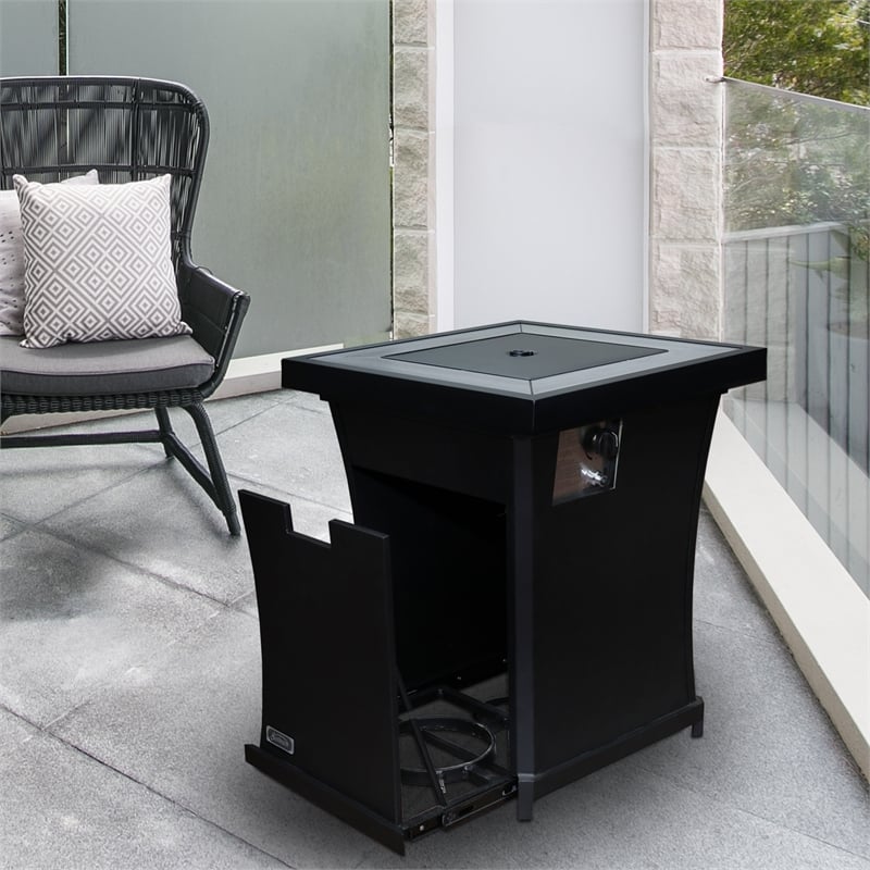 Sunbeam Urban Modern Aluminum Ceramic Top Column Fire Pit in Black