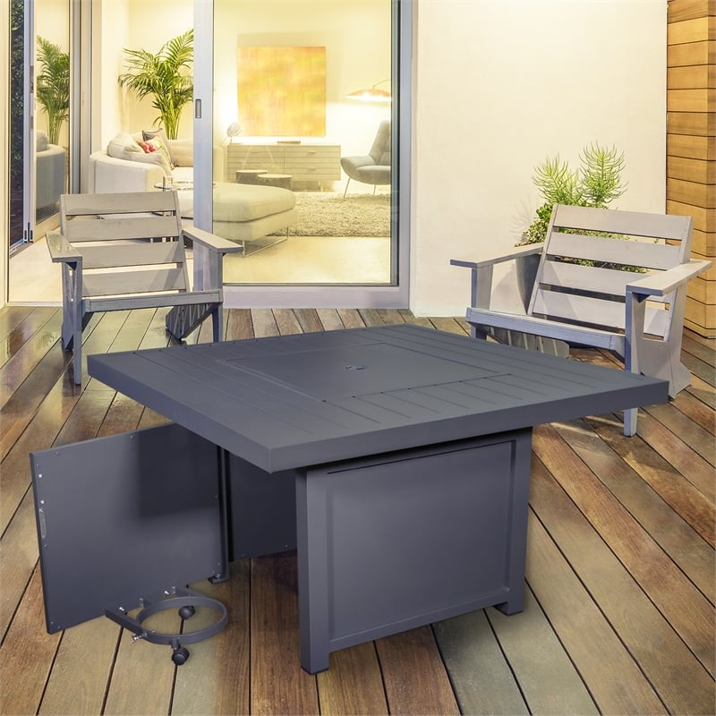 Sunbeam Fabia Contemporary Aluminum Fire Table in Gray Finish
