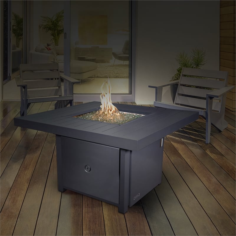 Sunbeam Fabia Contemporary Aluminum Fire Table in Gray Finish