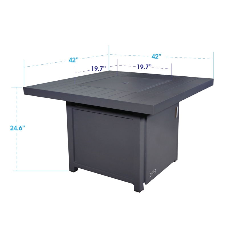 Sunbeam Fabia Contemporary Aluminum Fire Table in Gray Finish