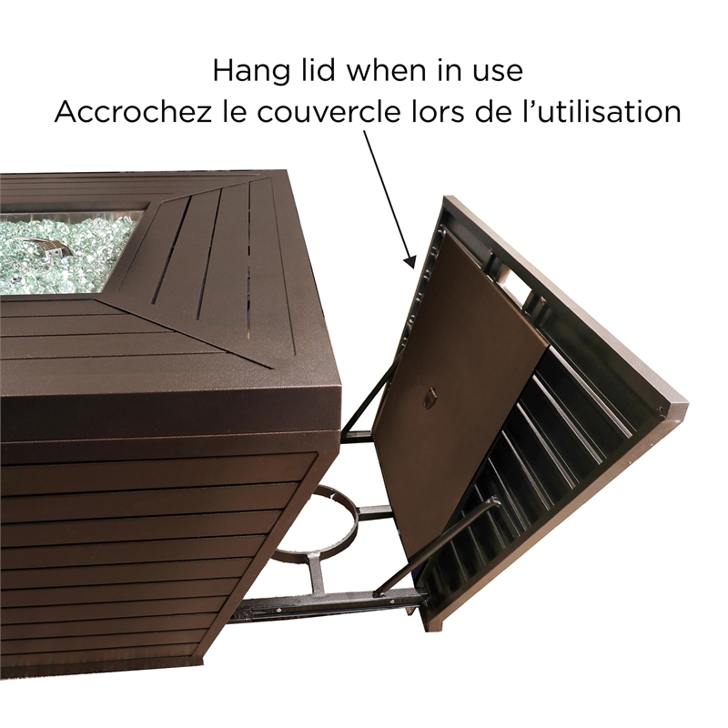 Sunbeam Contemporary Style Aluminum Fire Table in Brown Finish