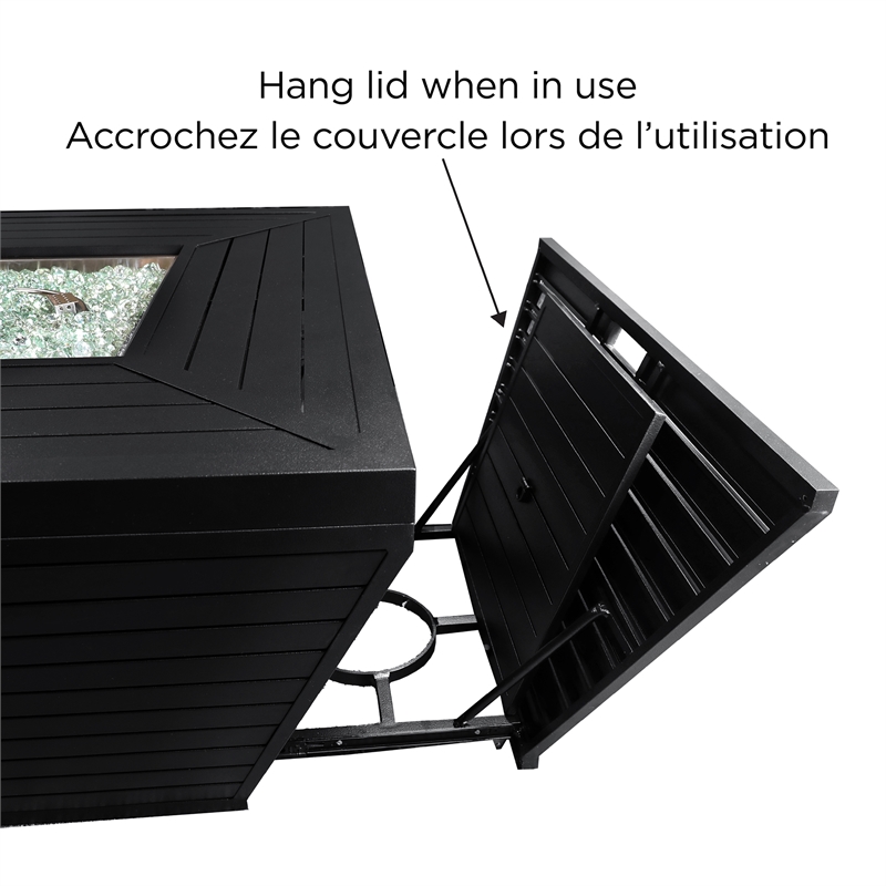 Sunbeam Contemporary Style Aluminum Fire Table in Matte Black Finish