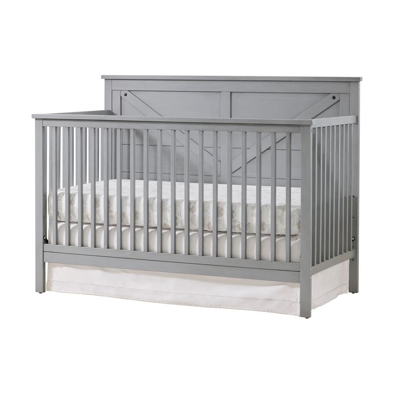 Oxford Baby Montauk Wood 4 In 1 Convertible Crib in Gray Finish