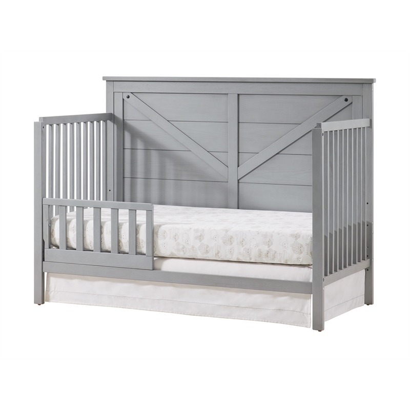 Oxford Baby Montauk Wood 4 In 1 Convertible Crib in Gray Finish