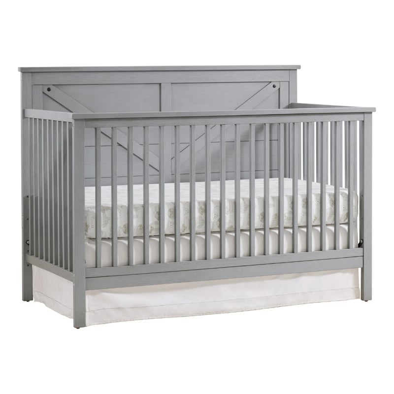 Oxford Baby Montauk Wood 4 In 1 Convertible Crib in Gray Finish