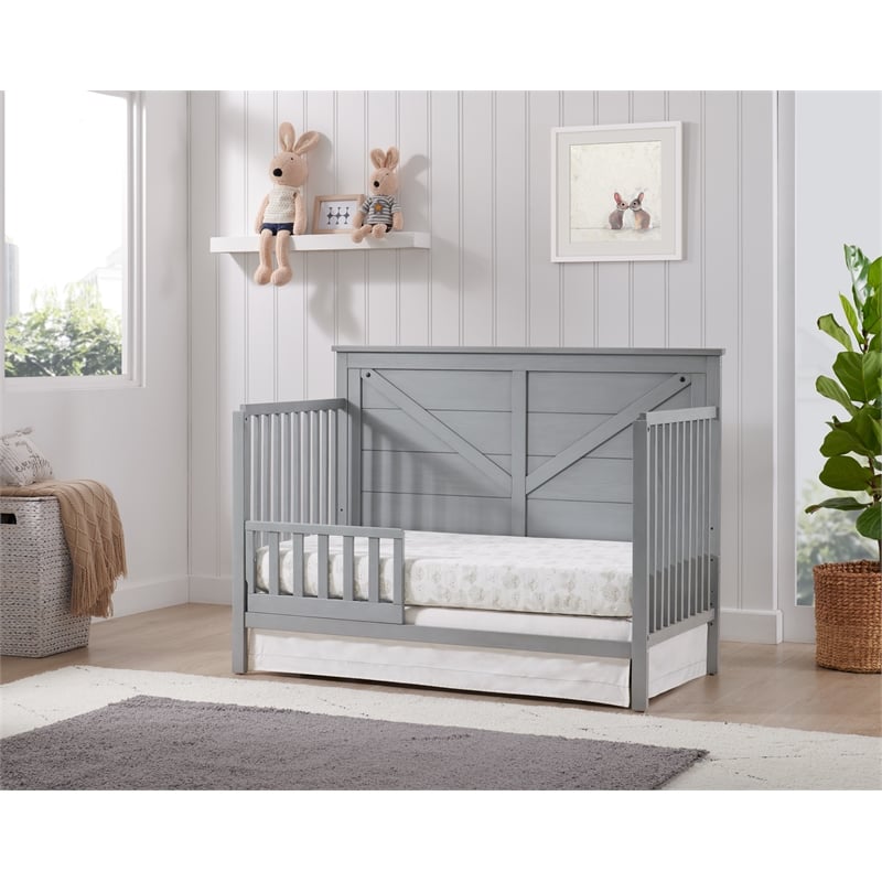 Oxford Baby Montauk Farmhouse Wood Guard Rail in Gray Finish