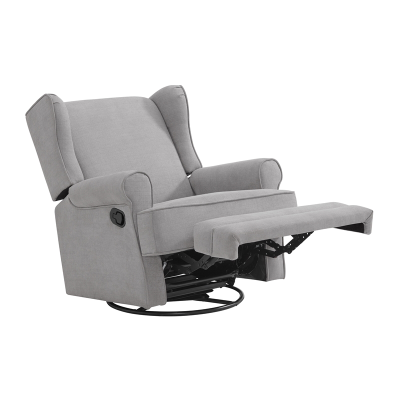 Oxford Baby Teegan Wood and Fabric Swivel Glider & Recliner in Gray