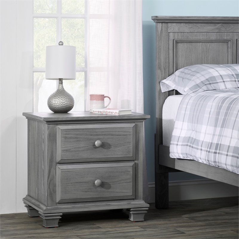 Oxford Baby Kenilworth 2-Drawer Wood Nightstand in Graphite Gray