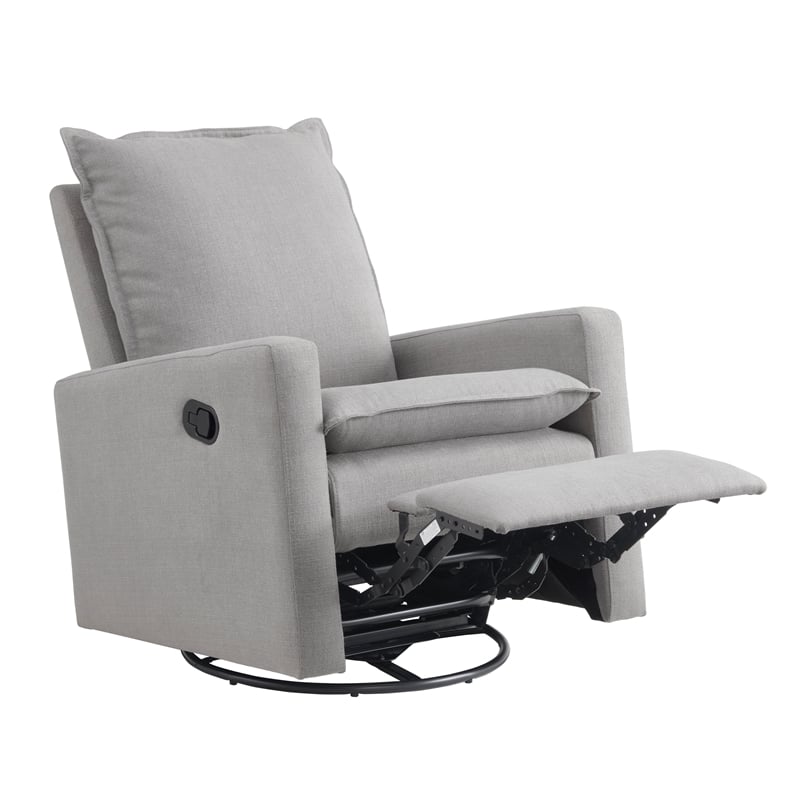 Oxford Baby Uptown Wood and Fabric Swivel Glider & Recliner in Gray