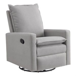 Oxford Baby Uptown Wood and Fabric Swivel Glider & Recliner in Gray