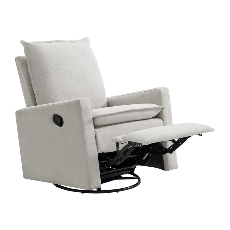 Oxford Baby Uptown Wood and Fabric Swivel Glider & Recliner in Sand Beige