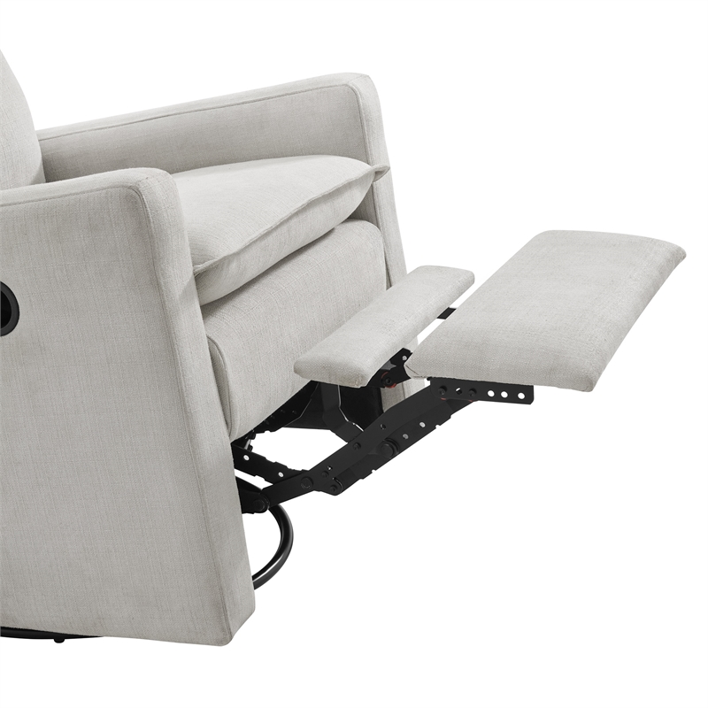 Oxford Baby Uptown Wood and Fabric Swivel Glider & Recliner in Sand Beige