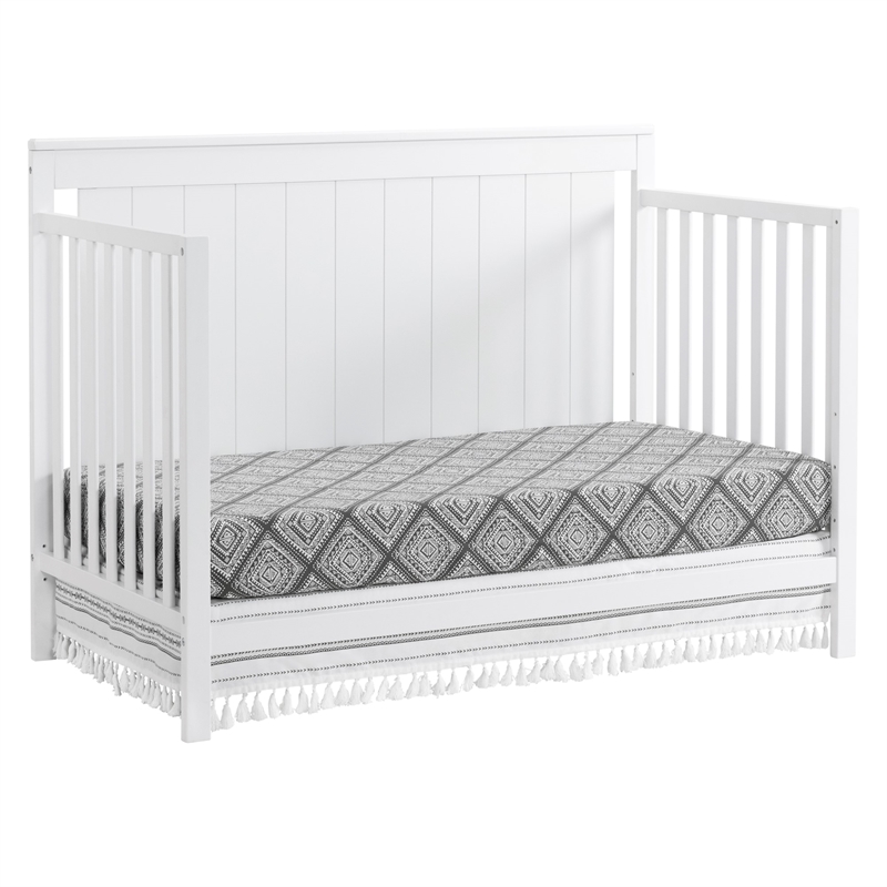 Oxford Baby Lazio Wood 4 In 1 Convertible Crib in Snow White Finish