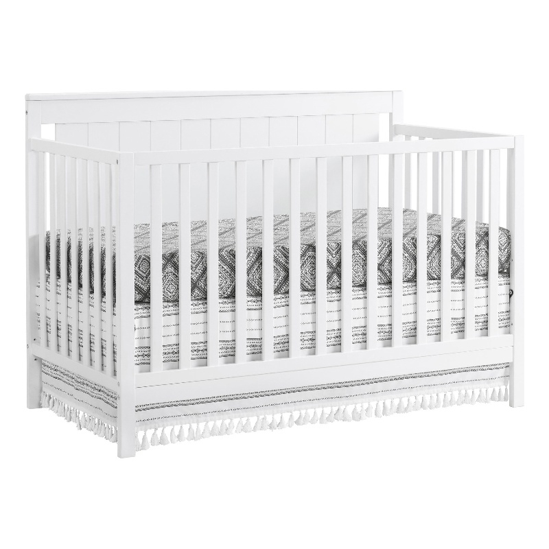 Oxford Baby Lazio Wood 4 In 1 Convertible Crib in Snow White Finish