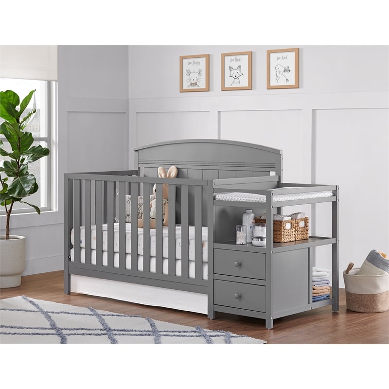 Oxford Baby Pearson Wood Crib And Changer Combo in Dove Gray Finish