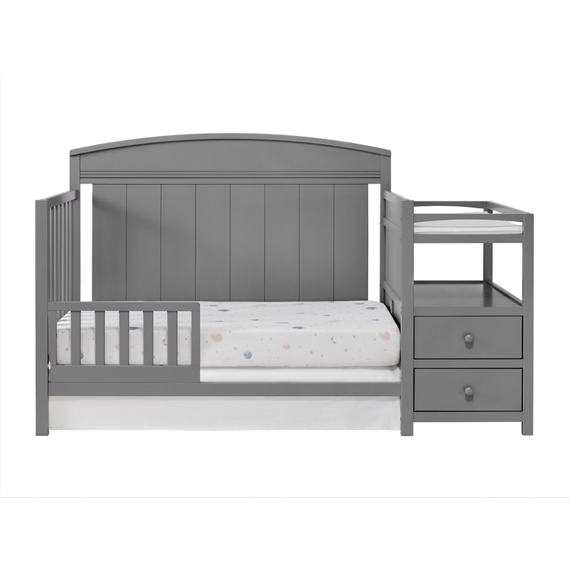 Oxford Baby Pearson Wood Crib And Changer Combo in Dove Gray Finish