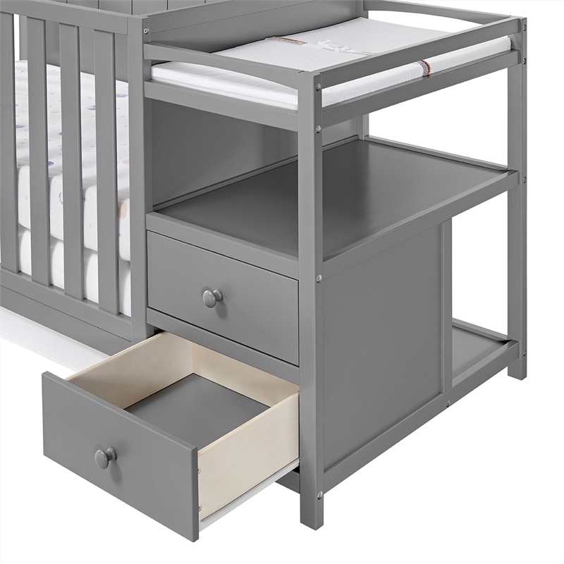 Oxford Baby Pearson Wood Crib And Changer Combo in Dove Gray Finish