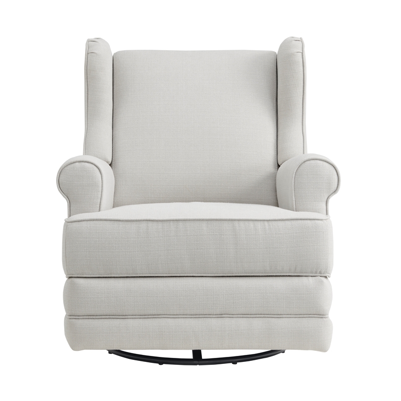 Oxford Baby Teegan Wood and Fabric Swivel Glider & Recliner in Sand Beige