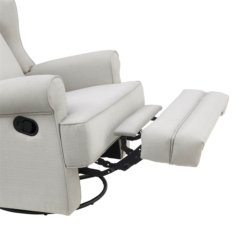 Oxford Baby Teegan Wood and Fabric Swivel Glider & Recliner in Sand Beige