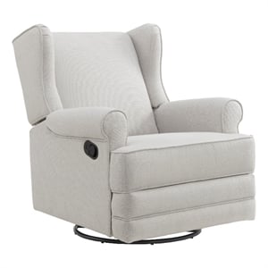Oxford Baby Teegan Wood and Fabric Swivel Glider & Recliner in Sand Beige