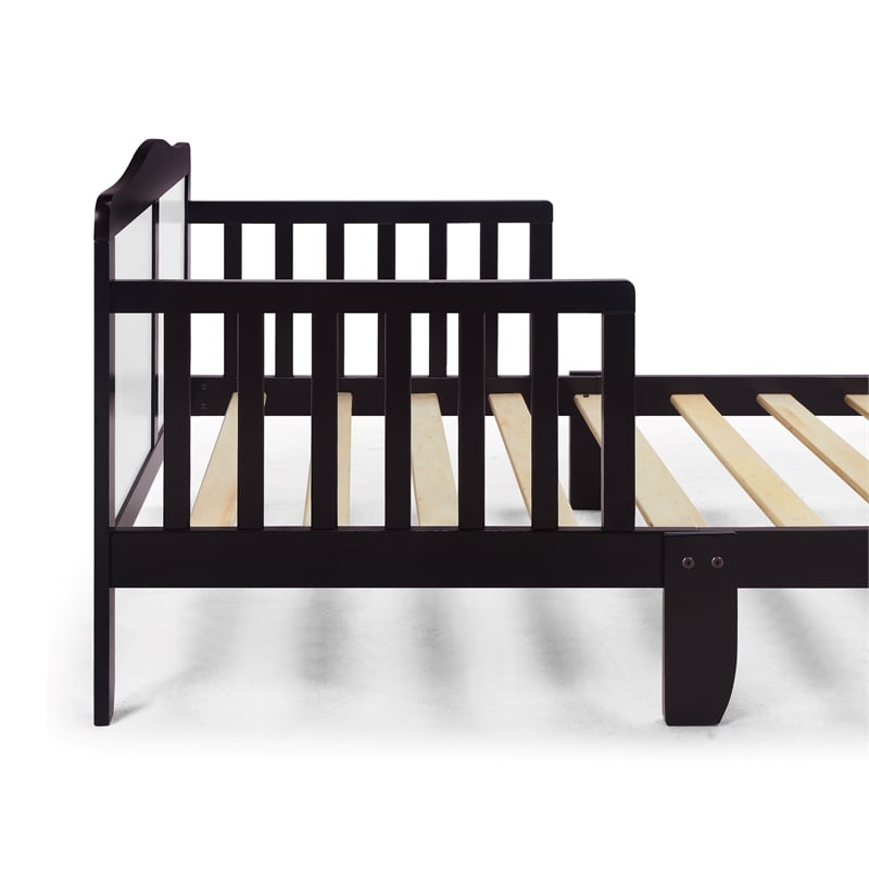 Olive & Opie Birdie Contemporary Wood Toddler Bed in Espresso and White