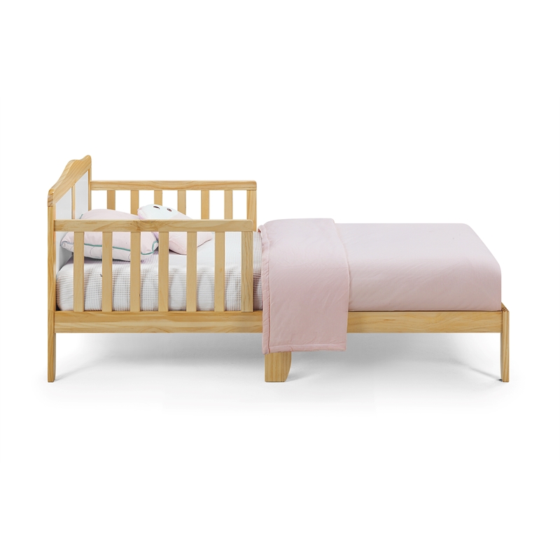 Olive & Opie Birdie Contemporary Wood Toddler Bed in Natural and White