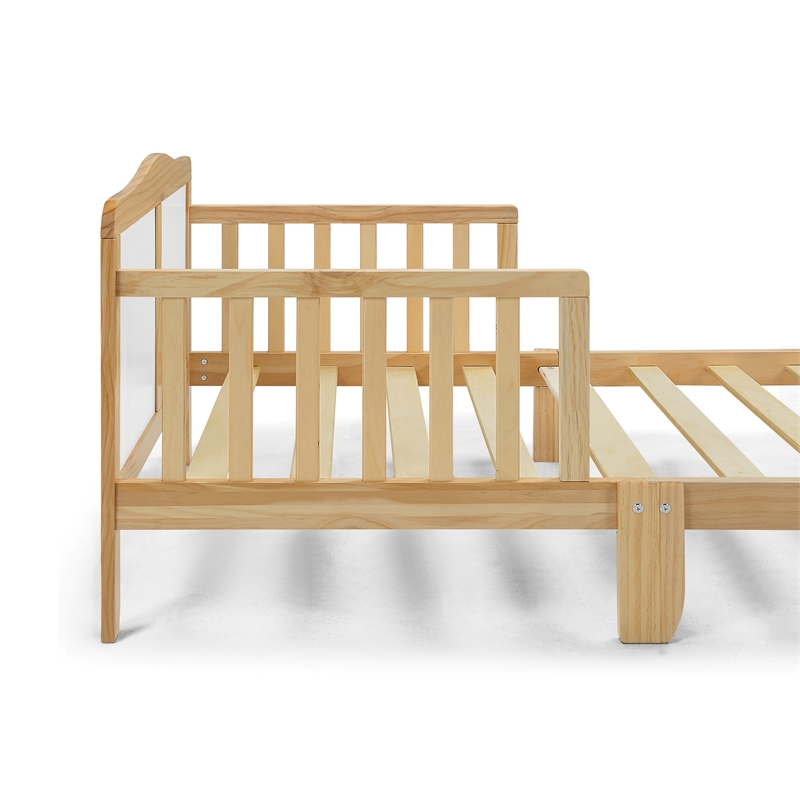 Olive & Opie Birdie Contemporary Wood Toddler Bed in Natural and White