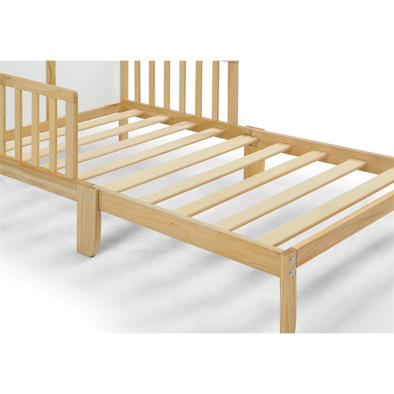 Olive & Opie Birdie Contemporary Wood Toddler Bed in Natural and White