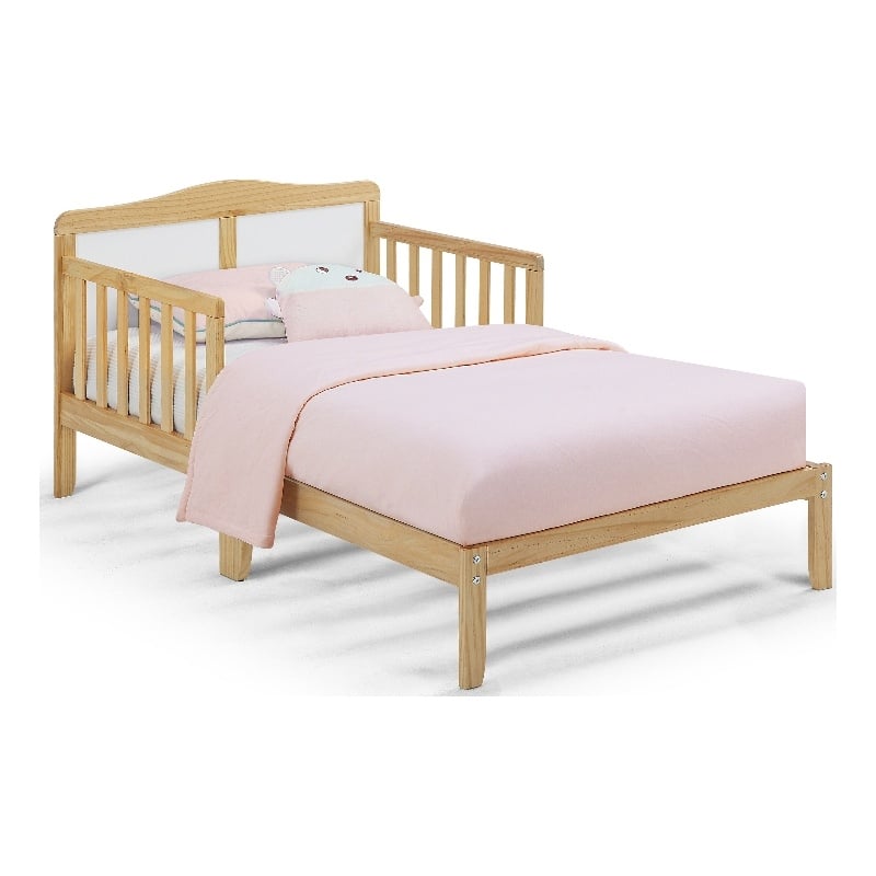 Olive & Opie Birdie Contemporary Wood Toddler Bed in Natural and White