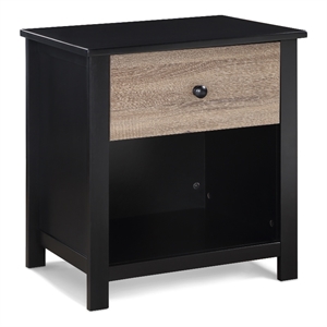 olive & opie connelly wood nightstand in black and vintage walnut
