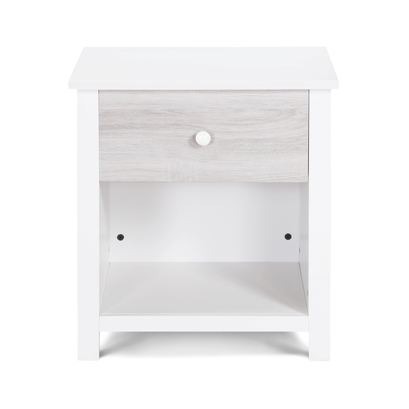 Olive & Opie Connelly Wood Nightstand in White and Rockport Gray