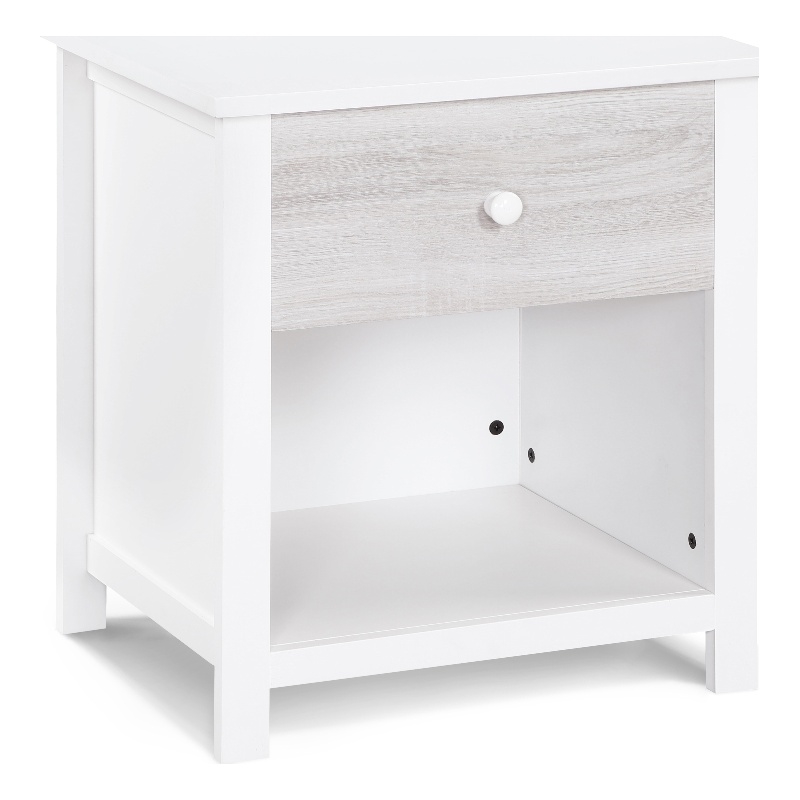 Olive & Opie Connelly Wood Nightstand in White and Rockport Gray