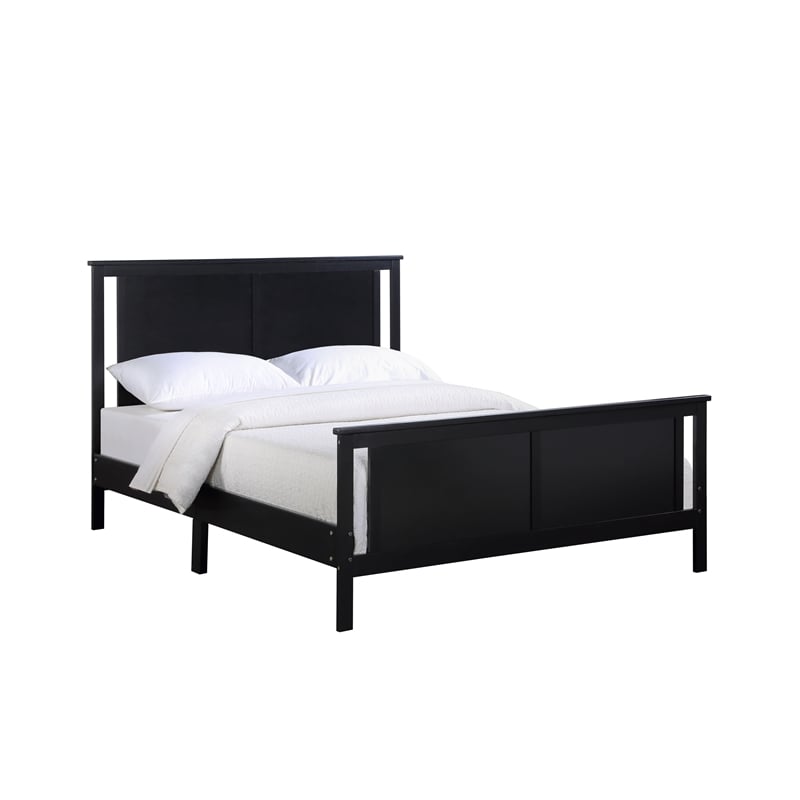 Olive & Opie Connelly Wood Reversible Panel Full Bed in Black/Vintage Walnut