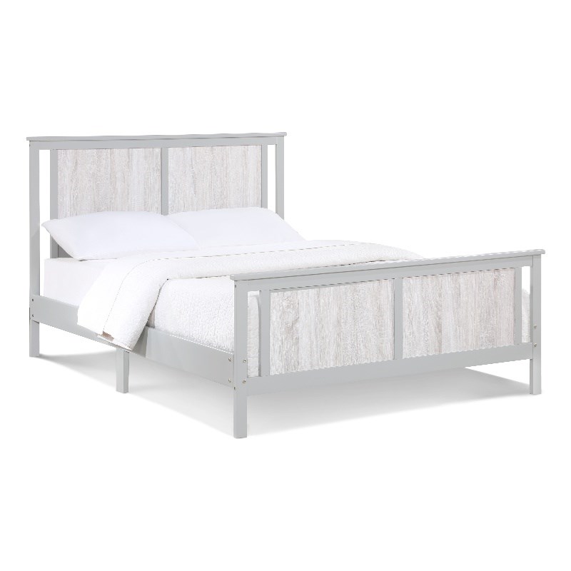Olive & Opie Connelly Wood Reversible Panel Full Bed in Gray/Rockport Gray