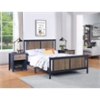 Olive & Opie Connelly Wood Reversible Panel Full Bed in Midnight Blue/Walnut