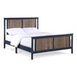 Olive & Opie Connelly Wood Reversible Panel Full Bed in Midnight Blue/Walnut