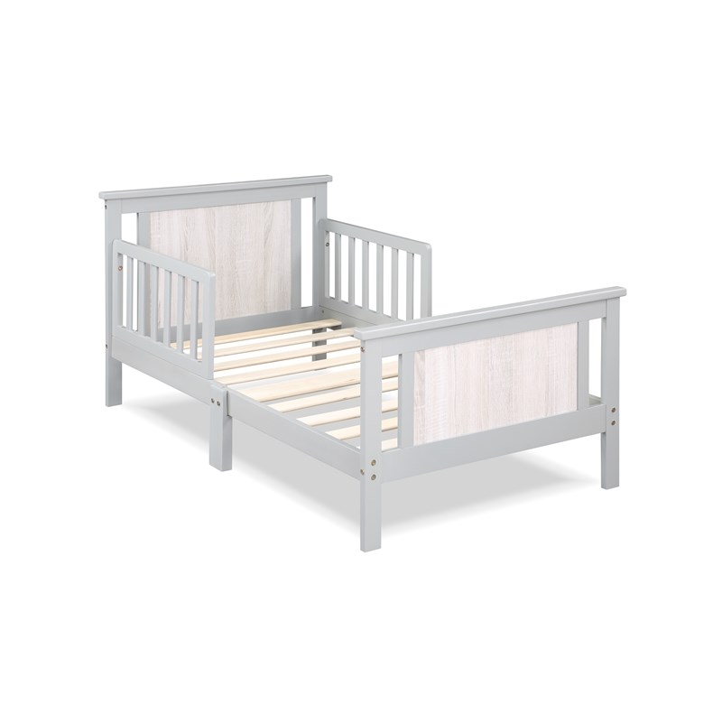 Olive & Opie Connelly Wood Reversible Panel Toddler Bed in Gray/Rockport Gray
