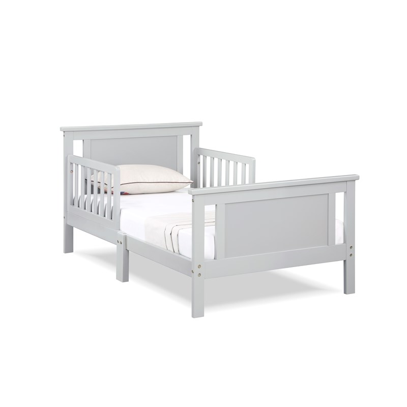 Olive & Opie Connelly Wood Reversible Panel Toddler Bed in Gray/Rockport Gray