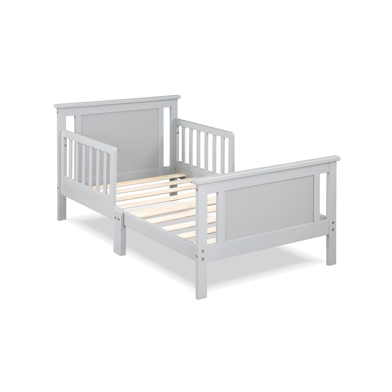 Olive & Opie Connelly Wood Reversible Panel Toddler Bed in Gray/Rockport Gray