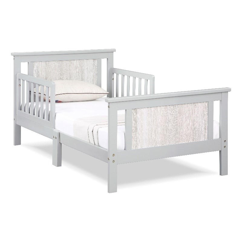 Olive & Opie Connelly Wood Reversible Panel Toddler Bed in Gray/Rockport Gray